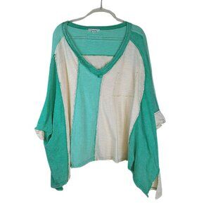 Oli & Hali Lagenlook Asymmetrical Top Women's XL V-Neck Oversized Boho Shirt